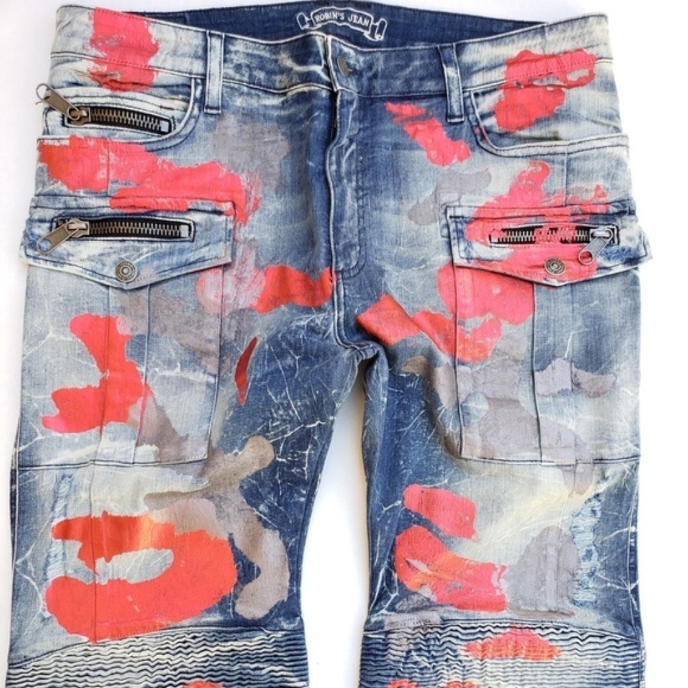 NEW ROBIN'S JEAN Tintin Slim Biker Coated - Picture 2 of 8